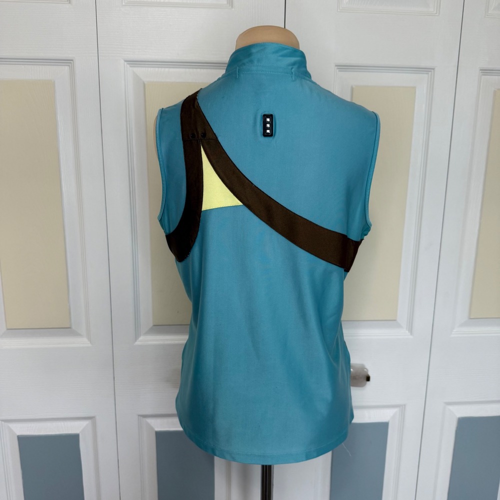 Jamie Sadock Womens Turquoise Brown Abstract Quarter Zip Golf Top Sleeveless S - Picture 3 of 9